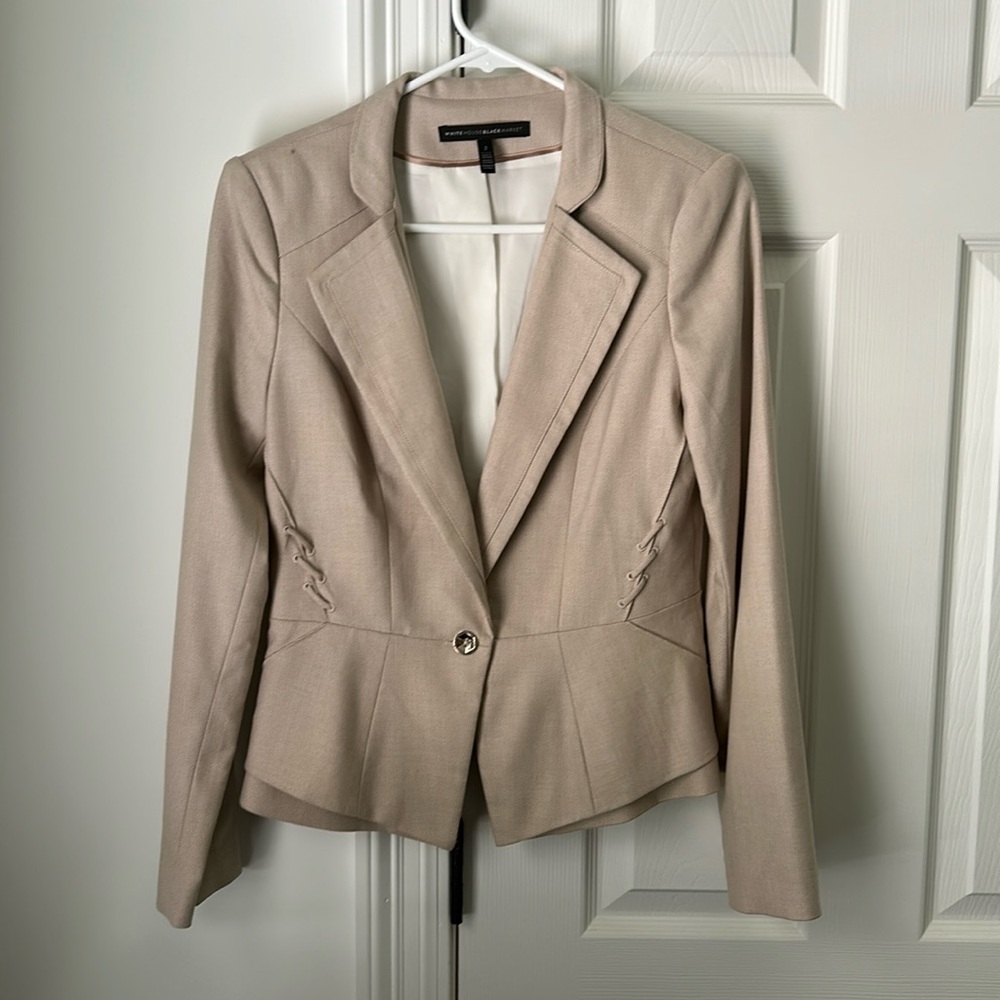 Beige White House Black Market Laced Sides Blazer Women’s Size 2